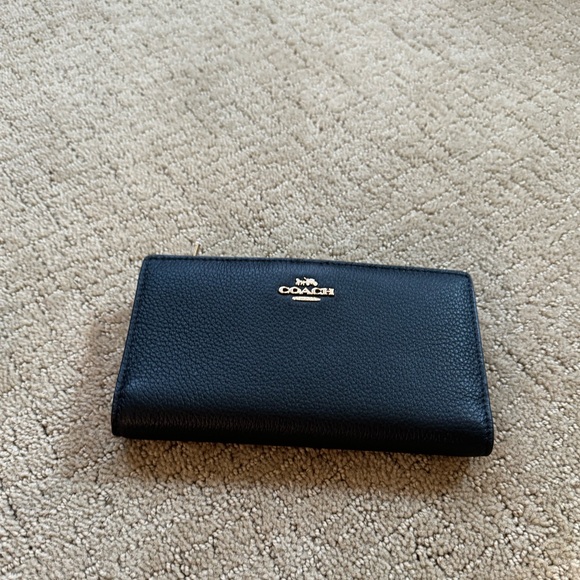 Coach Slip Zip Wallet. NWOT. Black with gold zipper. - Picture 1 of 11